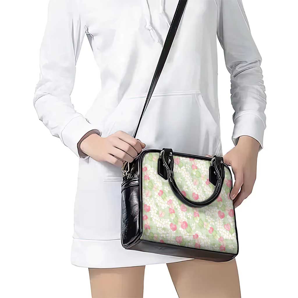 Anthurium Plumeria Lei Pastel Shoulder Handbag Green Hawaiian Splendid Palaka