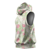 Anthurium Plumeria Lei Pastel Sleeveless Hoodie Green Hawaiian Splendid Palaka LT01 - Polynesian Pride