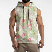 Anthurium Plumeria Lei Pastel Sleeveless Hoodie Green Hawaiian Splendid Palaka LT01 - Polynesian Pride