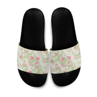 Anthurium Plumeria Lei Pastel Slide Sandals Green Hawaiian Splendid Palaka LT01 Green - Polynesian Pride