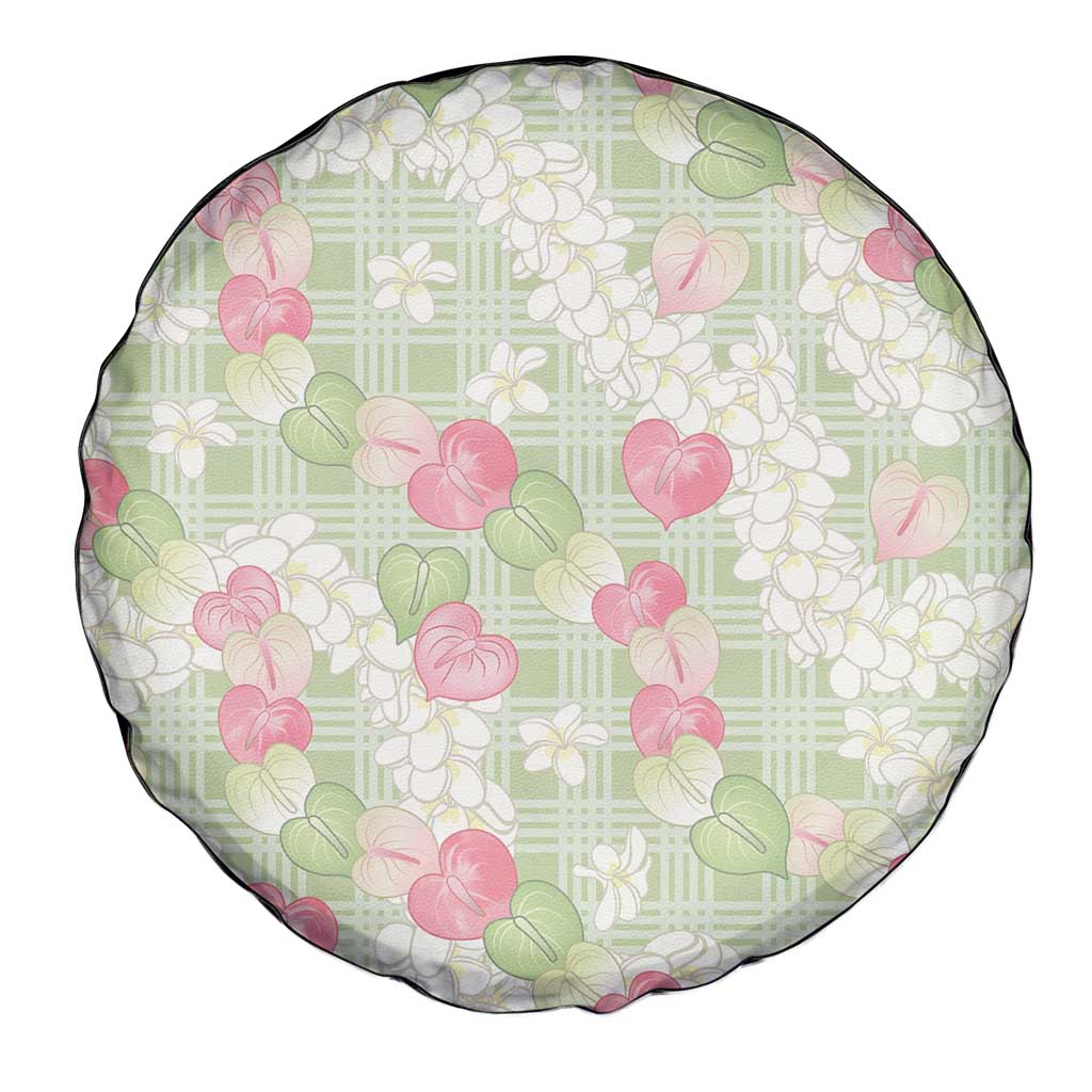Anthurium Plumeria Lei Pastel Spare Tire Cover Green Hawaiian Splendid Palaka LT01 - Polynesian Pride