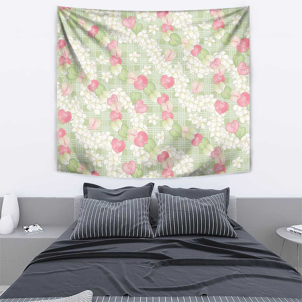 Anthurium Plumeria Lei Pastel Tapestry Green Hawaiian Splendid Palaka LT01 - Polynesian Pride