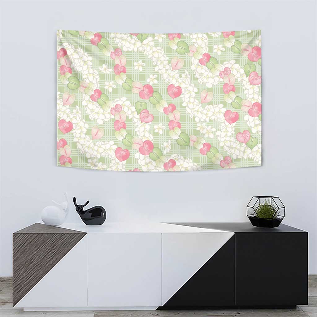 Anthurium Plumeria Lei Pastel Tapestry Green Hawaiian Splendid Palaka LT01 - Polynesian Pride