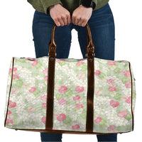 Anthurium Plumeria Lei Pastel Travel Bag Green Hawaiian Splendid Palaka LT01 Green - Polynesian Pride