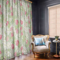Anthurium Plumeria Lei Pastel Window Curtain Green Hawaiian Splendid Palaka LT01 - Polynesian Pride