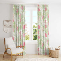 Anthurium Plumeria Lei Pastel Window Curtain Green Hawaiian Splendid Palaka LT01 - Polynesian Pride
