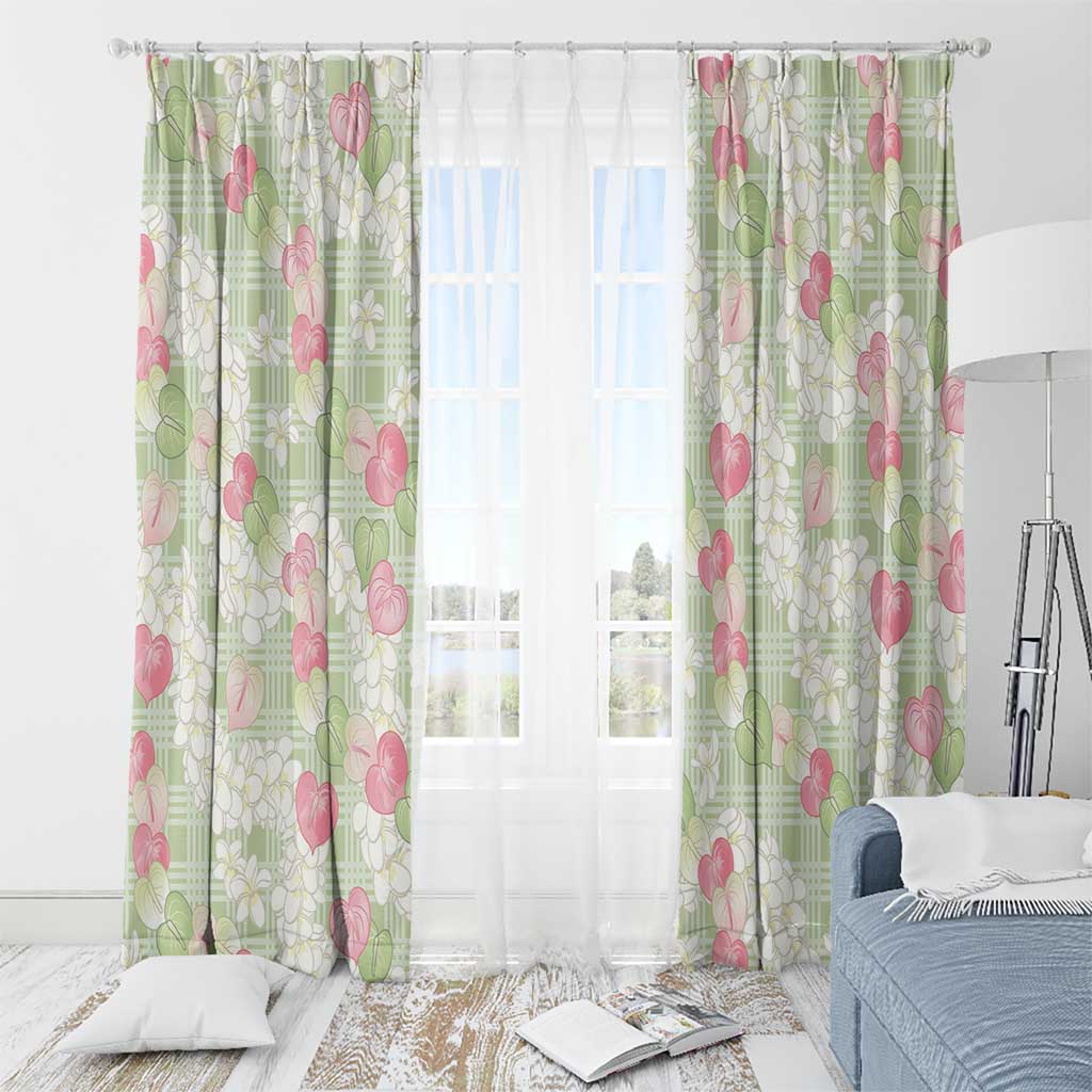 Anthurium Plumeria Lei Pastel Window Curtain Green Hawaiian Splendid Palaka LT01 - Polynesian Pride