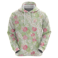 Anthurium Plumeria Lei Pastel Zip Hoodie Green Hawaiian Splendid Palaka LT01 - Polynesian Pride