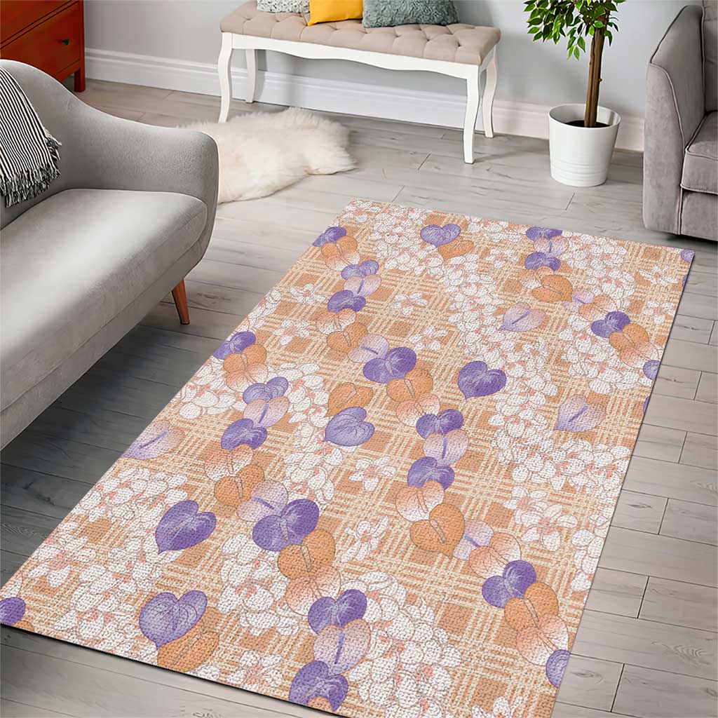 Anthurium Plumeria Lei Pastel Area Rug Orange Hawaiian Splendid Palaka LT01 - Polynesian Pride