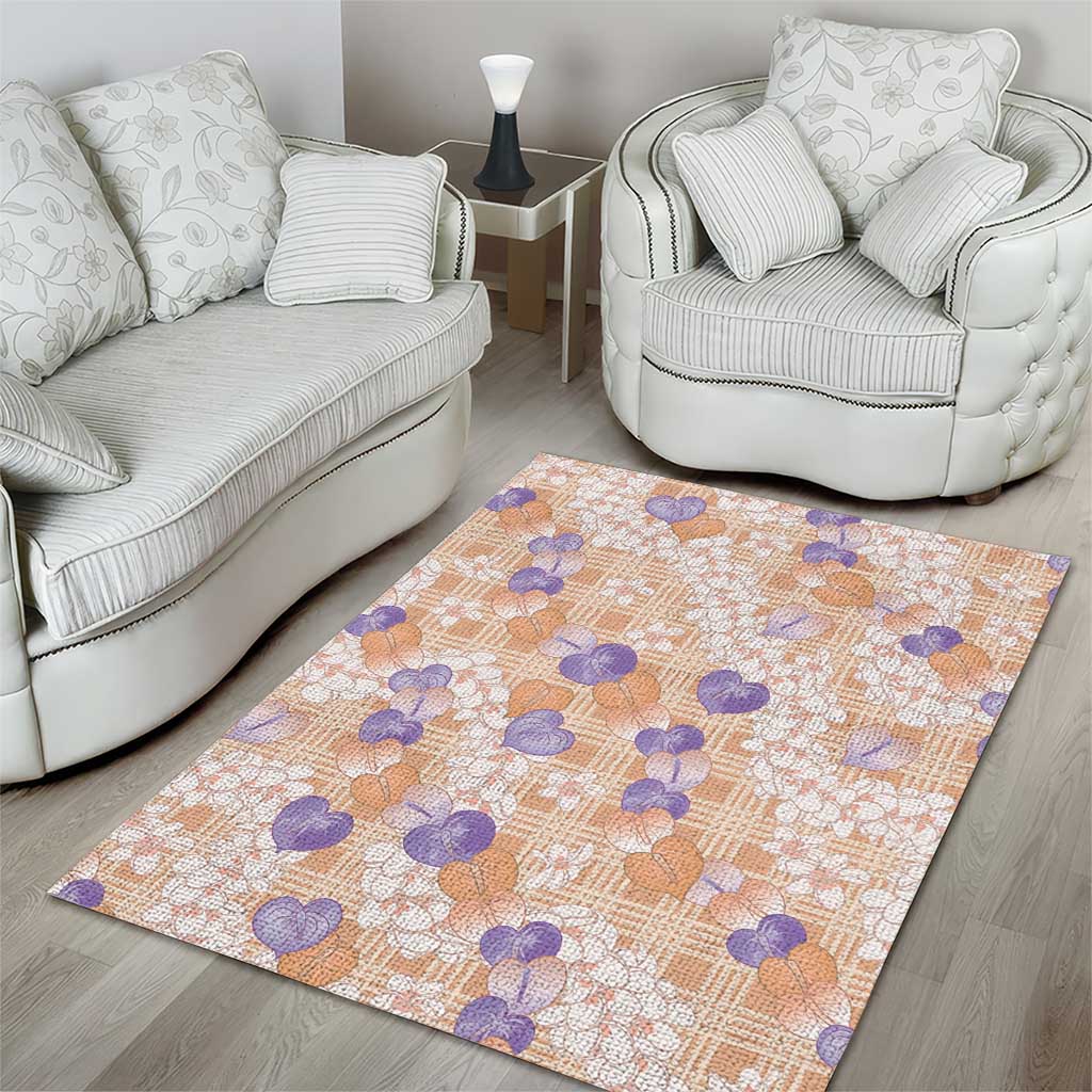 Anthurium Plumeria Lei Pastel Area Rug Orange Hawaiian Splendid Palaka LT01 - Polynesian Pride