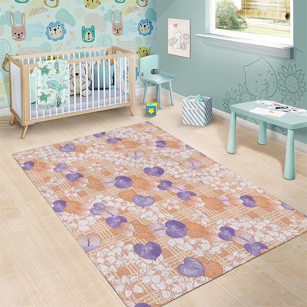 Anthurium Plumeria Lei Pastel Area Rug Orange Hawaiian Splendid Palaka LT01 - Polynesian Pride