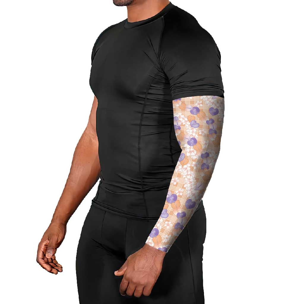 Anthurium Plumeria Lei Pastel Arm Sleeves Orange Hawaiian Splendid Palaka LT01 - Polynesian Pride