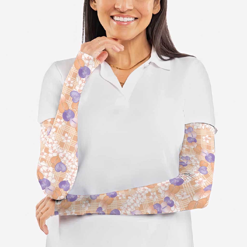 Anthurium Plumeria Lei Pastel Arm Sleeves Orange Hawaiian Splendid Palaka LT01 - Polynesian Pride