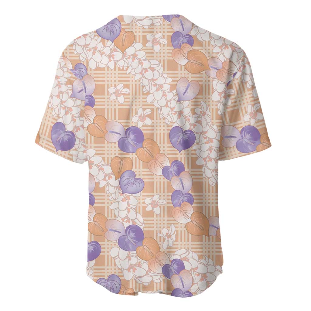 Anthurium Plumeria Lei Pastel Baseball Jersey Orange Hawaiian Splendid Palaka LT01 - Polynesian Pride