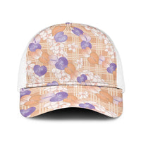 Anthurium Plumeria Lei Pastel Baseball Net Cap Orange Hawaiian Splendid Palaka LT01 One Size White Orange - Polynesian Pride