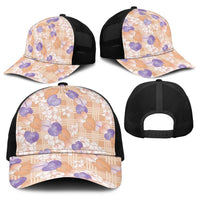 Anthurium Plumeria Lei Pastel Baseball Net Cap Orange Hawaiian Splendid Palaka LT01 - Polynesian Pride