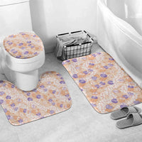 Anthurium Plumeria Lei Pastel Bathroom Set Orange Hawaiian Splendid Palaka LT01 Mat Set Only (3 pcs) One Size Orange - Polynesian Pride