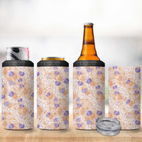 Anthurium Plumeria Lei Pastel 4 in 1 Can Cooler Tumbler Orange Hawaiian Splendid Palaka LT01 - Polynesian Pride