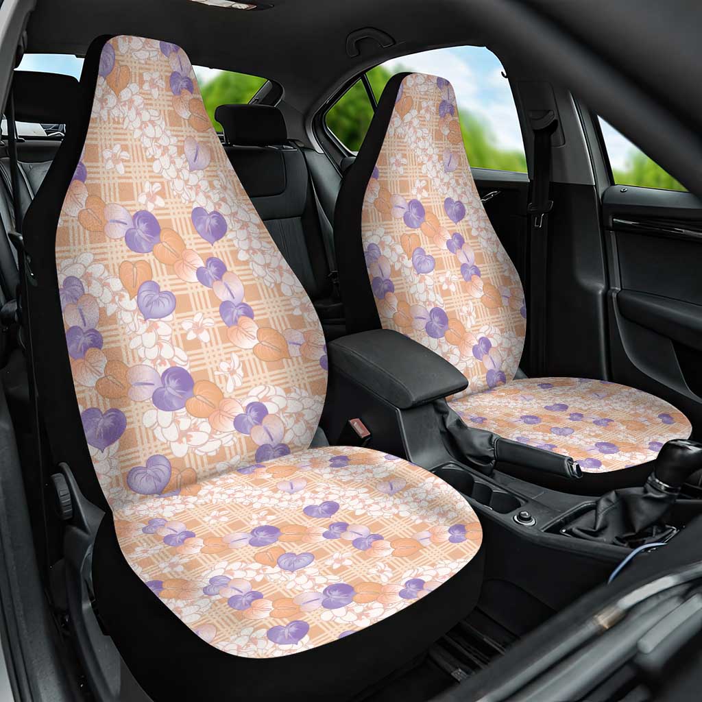 Anthurium Plumeria Lei Pastel Car Seat Cover Orange Hawaiian Splendid Palaka LT01 One Size Orange - Polynesian Pride