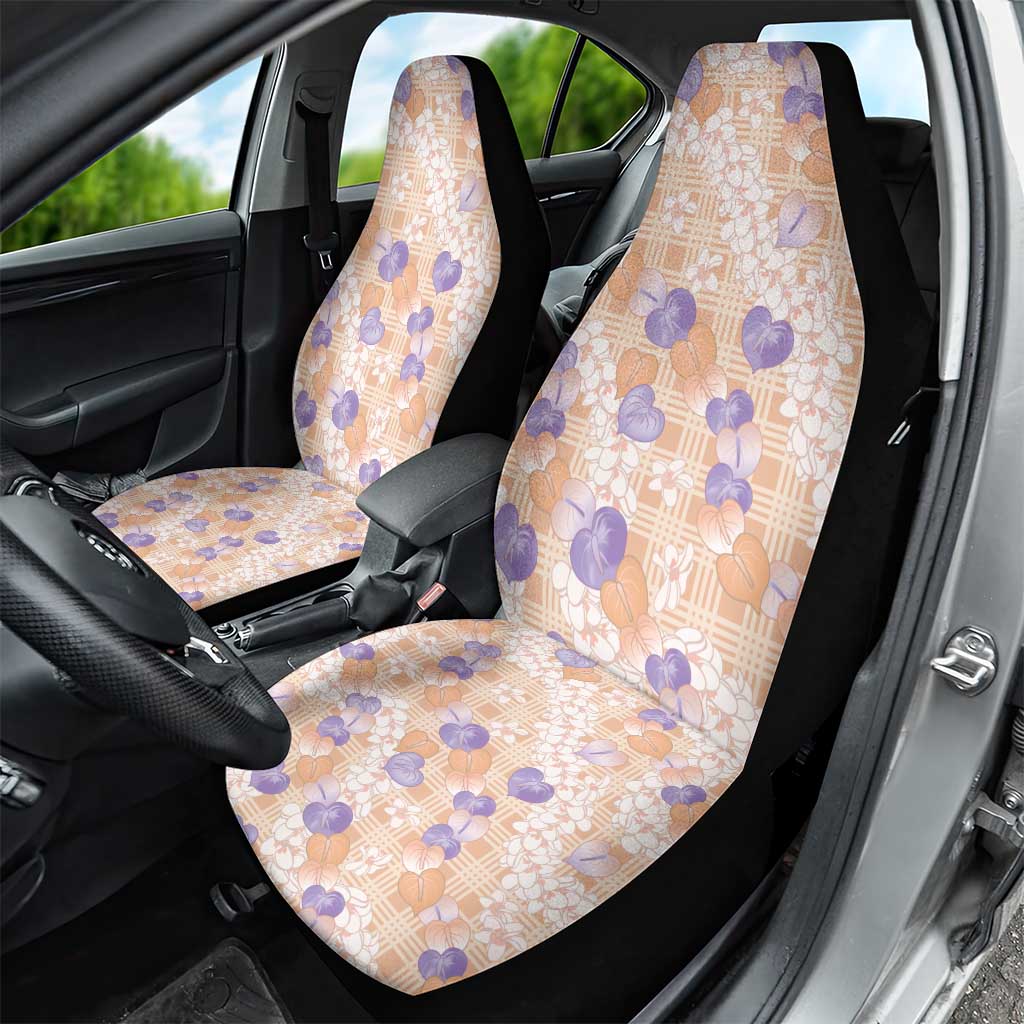 Anthurium Plumeria Lei Pastel Car Seat Cover Orange Hawaiian Splendid Palaka LT01 - Polynesian Pride