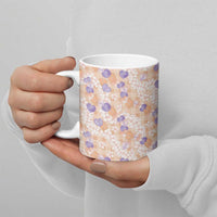 Anthurium Plumeria Lei Pastel Ceramic Mug Orange Hawaiian Splendid Palaka LT01 - Polynesian Pride