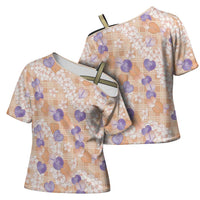 Anthurium Plumeria Lei Pastel Cross Shoulder Shirt Orange Hawaiian Splendid Palaka LT01 - Polynesian Pride