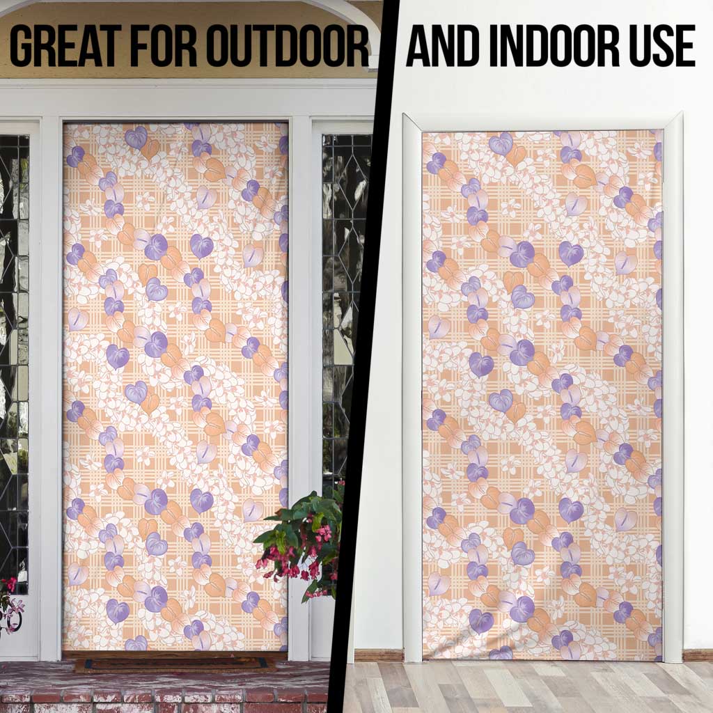 Anthurium Plumeria Lei Pastel Door Cover Orange Hawaiian Splendid Palaka LT01 - Polynesian Pride