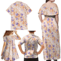 Anthurium Plumeria Lei Pastel Family Matching Off Shoulder Maxi Dress and Hawaiian Shirt Orange Hawaiian Splendid Palaka