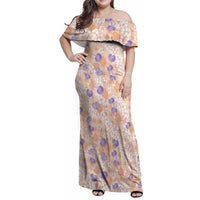 Anthurium Plumeria Lei Pastel Family Matching Off Shoulder Maxi Dress and Hawaiian Shirt Orange Hawaiian Splendid Palaka