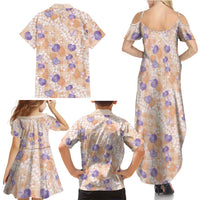 Anthurium Plumeria Lei Pastel Family Matching Summer Maxi Dress and Hawaiian Shirt Orange Hawaiian Splendid Palaka