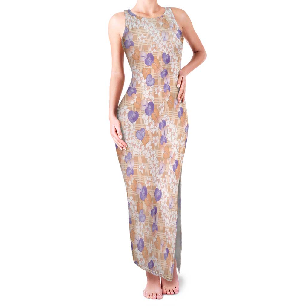 Anthurium Plumeria Lei Pastel Family Matching Tank Maxi Dress and Hawaiian Shirt Orange Hawaiian Splendid Palaka