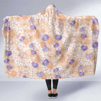 Anthurium Plumeria Lei Pastel Hooded Blanket Orange Hawaiian Splendid Palaka LT01 One Size Orange - Polynesian Pride