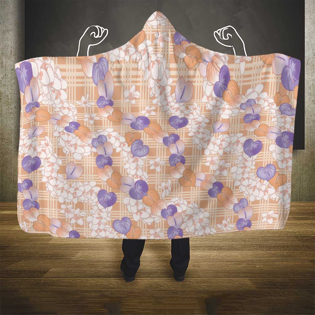 Anthurium Plumeria Lei Pastel Hooded Blanket Orange Hawaiian Splendid Palaka LT01 - Polynesian Pride