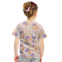 Anthurium Plumeria Lei Pastel Kid T Shirt Orange Hawaiian Splendid Palaka LT01 - Polynesian Pride