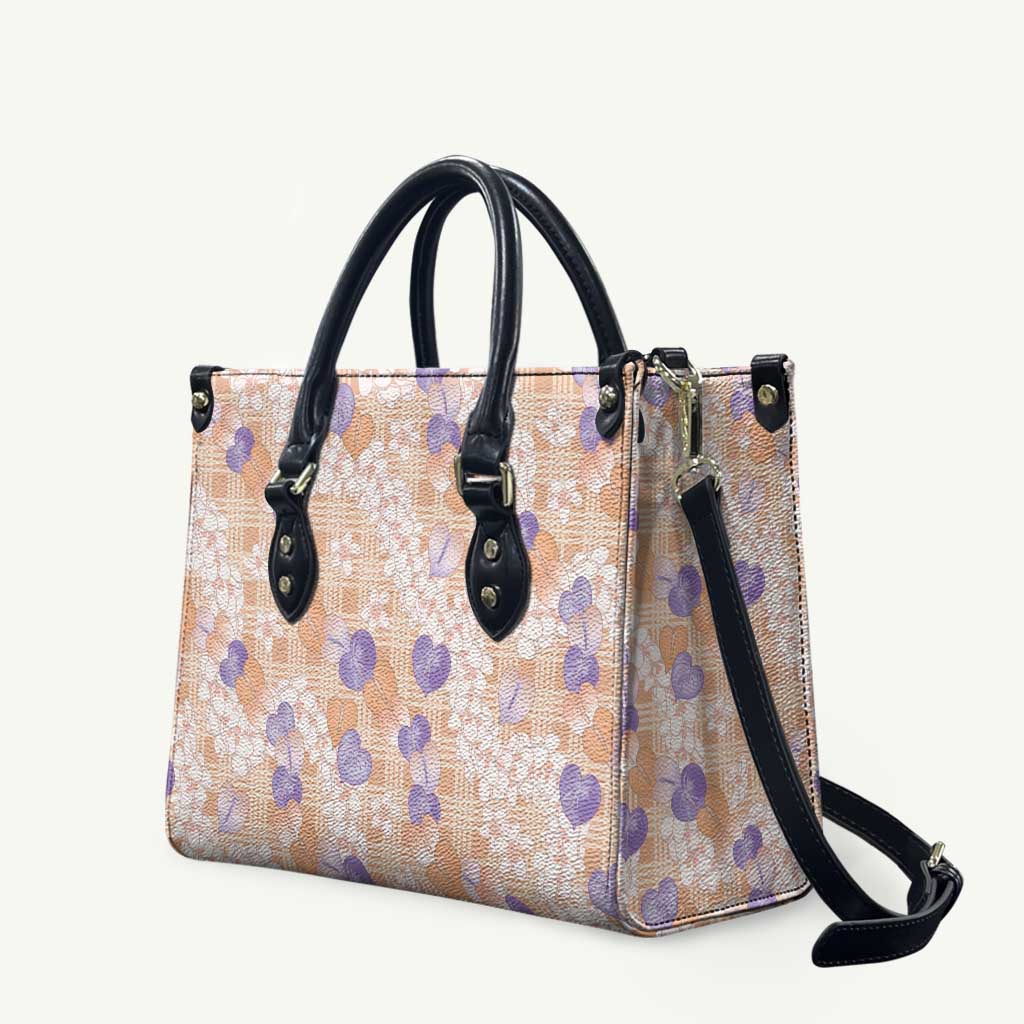 Anthurium Plumeria Lei Pastel Leather Bag Orange Hawaiian Splendid Palaka