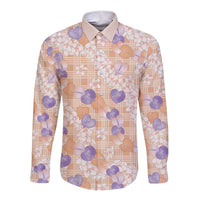 Anthurium Plumeria Lei Pastel Long Sleeve Button Shirt Orange Hawaiian Splendid Palaka LT01 Unisex Orange - Polynesian Pride