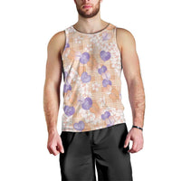 Anthurium Plumeria Lei Pastel Men Tank Top Orange Hawaiian Splendid Palaka LT01 - Polynesian Pride