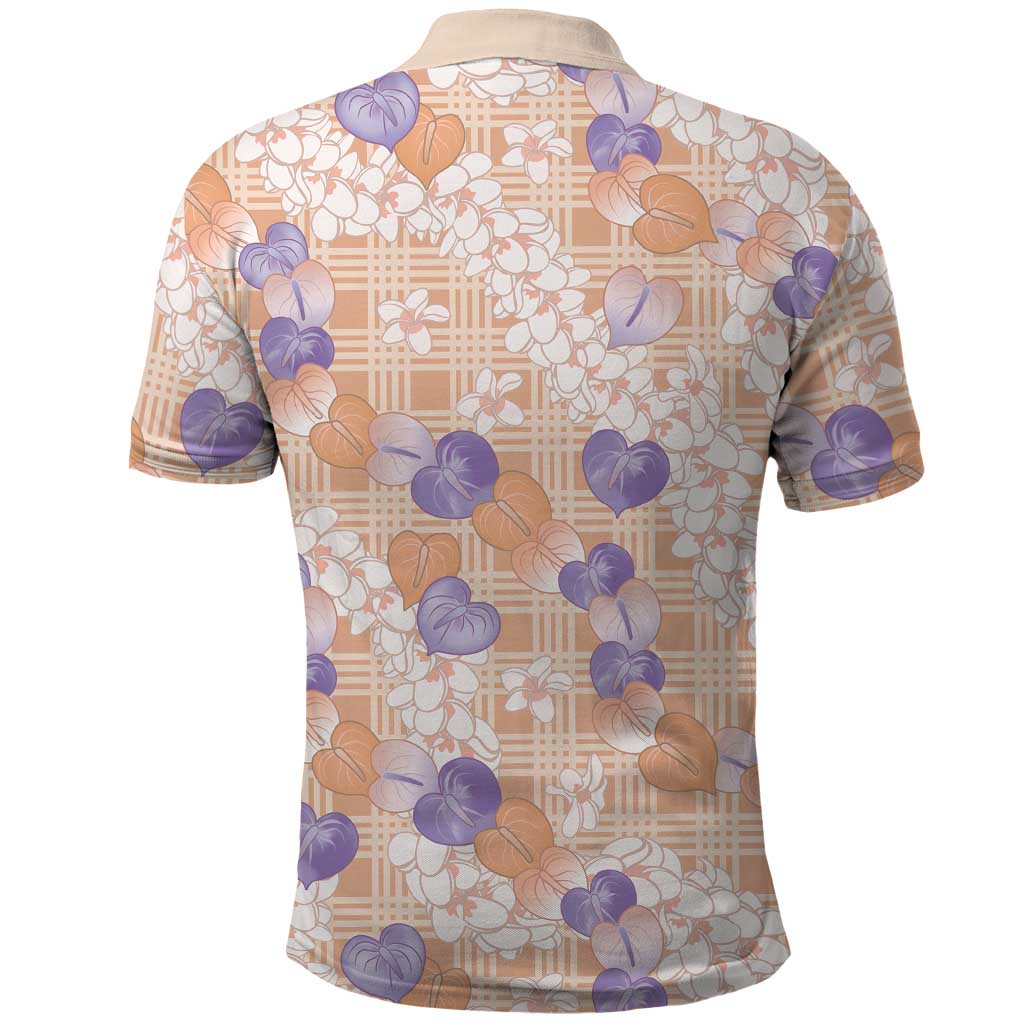 Anthurium Plumeria Lei Pastel Polo Shirt Orange Hawaiian Splendid Palaka LT01 - Polynesian Pride