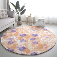 Anthurium Plumeria Lei Pastel Round Carpet Orange Hawaiian Splendid Palaka LT01 - Polynesian Pride
