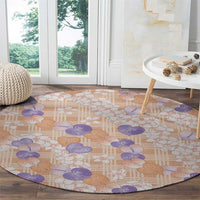 Anthurium Plumeria Lei Pastel Round Carpet Orange Hawaiian Splendid Palaka LT01 - Polynesian Pride