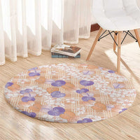 Anthurium Plumeria Lei Pastel Round Carpet Orange Hawaiian Splendid Palaka LT01 - Polynesian Pride
