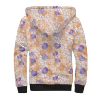 Anthurium Plumeria Lei Pastel Sherpa Hoodie Orange Hawaiian Splendid Palaka LT01 - Polynesian Pride