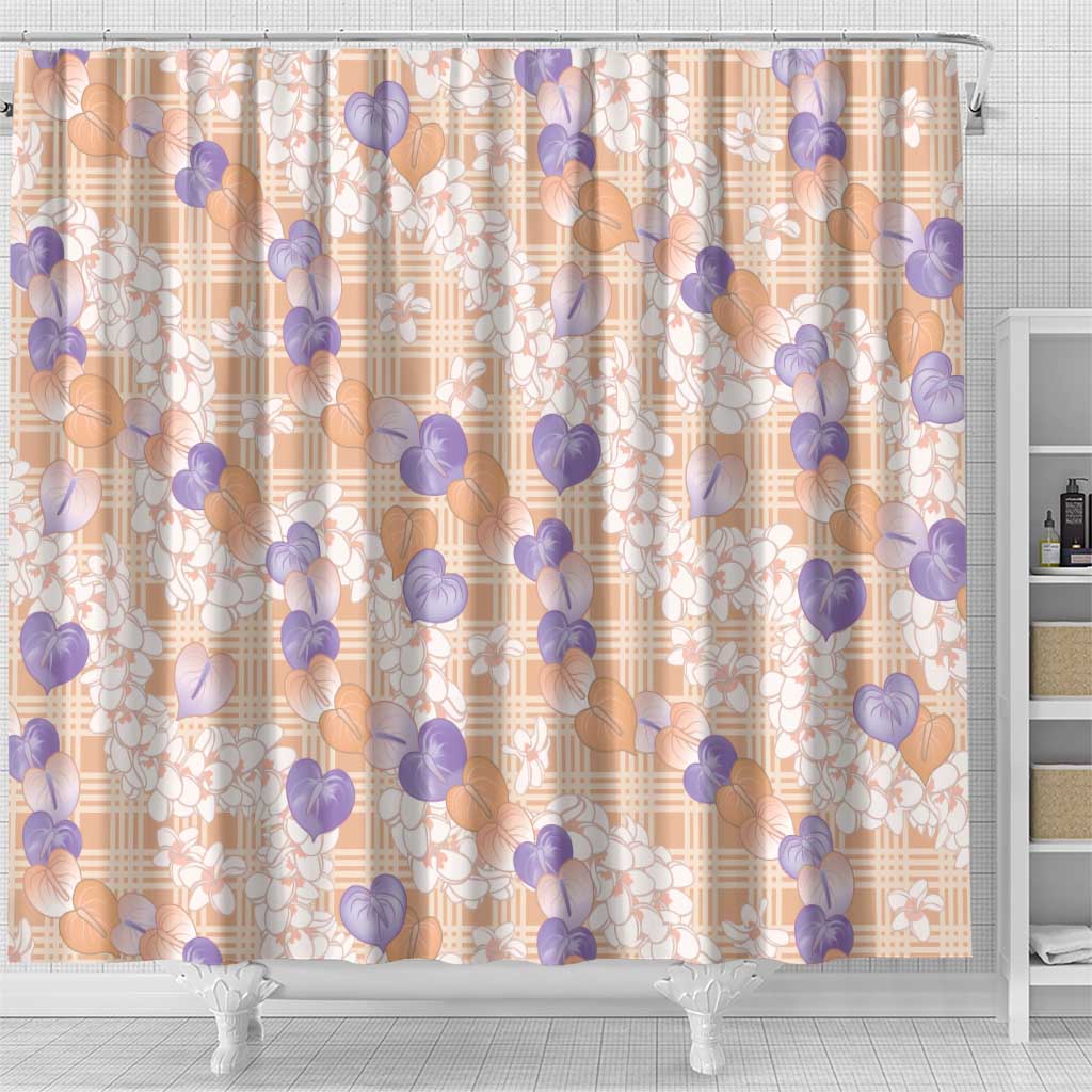 Anthurium Plumeria Lei Pastel Shower Curtain Orange Hawaiian Splendid Palaka LT01 - Polynesian Pride