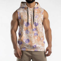 Anthurium Plumeria Lei Pastel Sleeveless Hoodie Orange Hawaiian Splendid Palaka LT01 - Polynesian Pride
