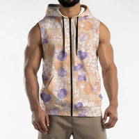 Anthurium Plumeria Lei Pastel Sleeveless Zip Hoodie Orange Hawaiian Splendid Palaka LT01 - Polynesian Pride