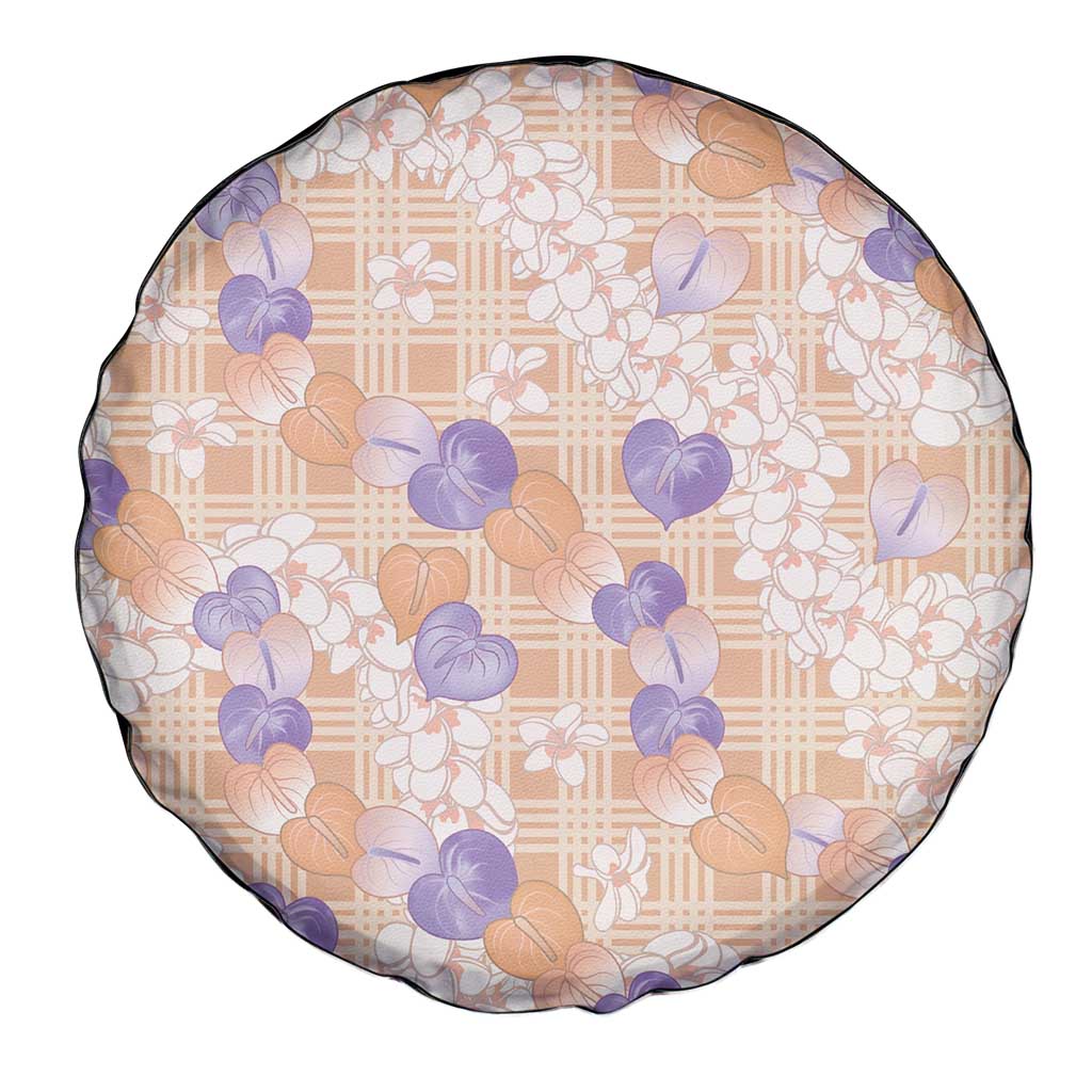 Anthurium Plumeria Lei Pastel Spare Tire Cover Orange Hawaiian Splendid Palaka LT01 - Polynesian Pride