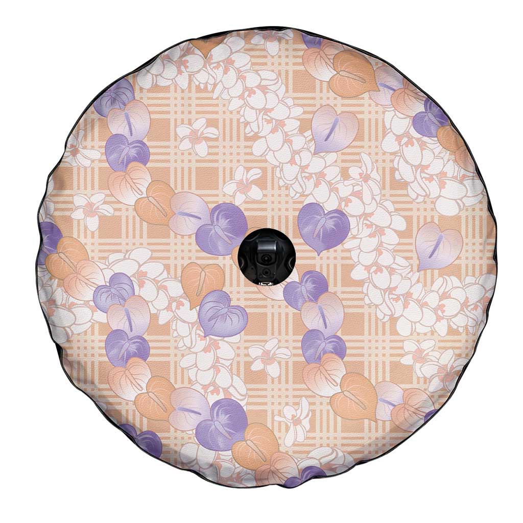 Anthurium Plumeria Lei Pastel Spare Tire Cover Orange Hawaiian Splendid Palaka LT01 - Polynesian Pride