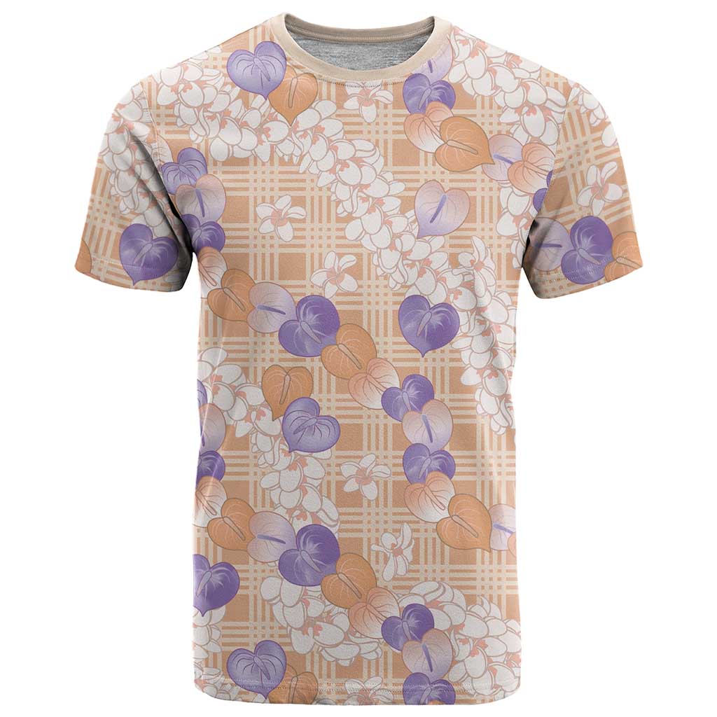 Anthurium Plumeria Lei Pastel T Shirt Orange Hawaiian Splendid Palaka