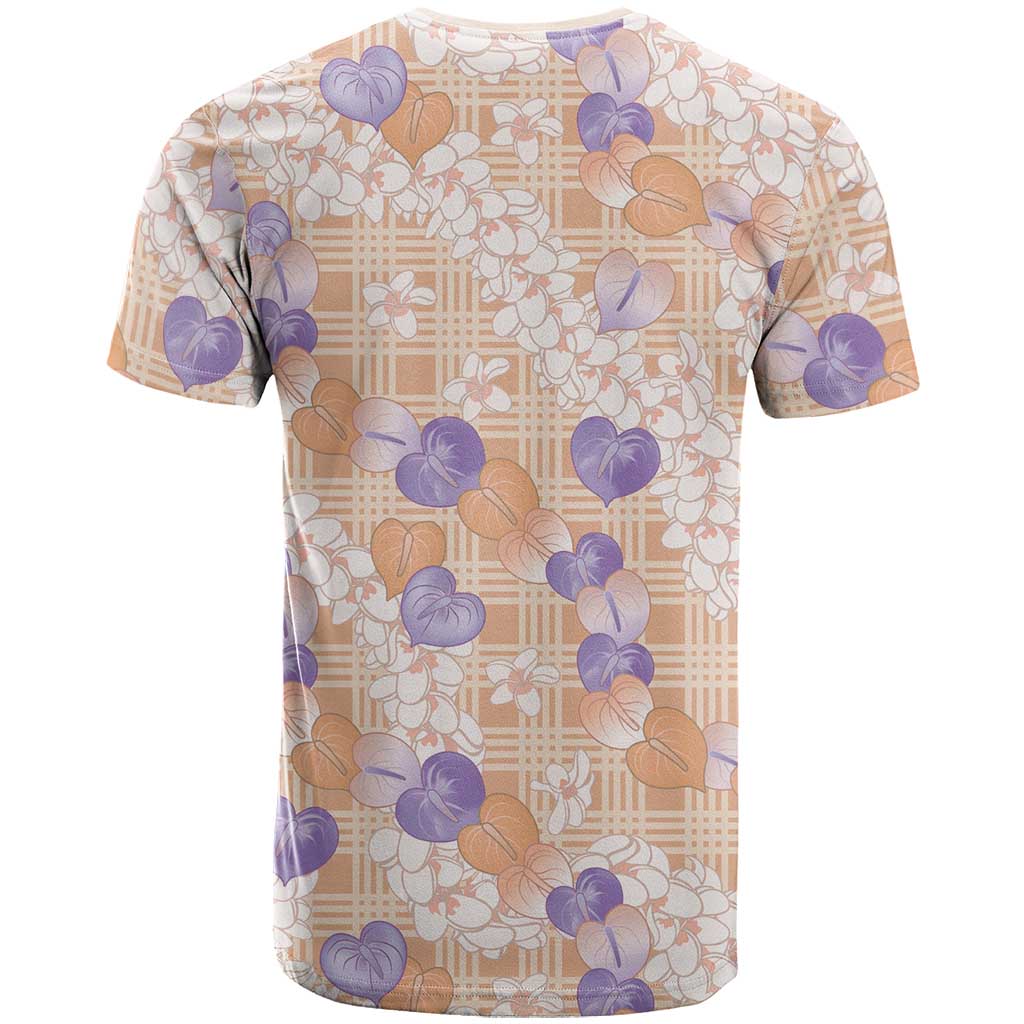 Anthurium Plumeria Lei Pastel T Shirt Orange Hawaiian Splendid Palaka LT01 - Polynesian Pride