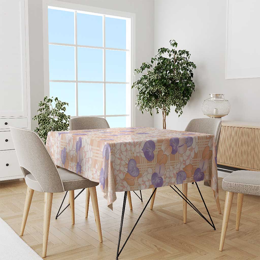Anthurium Plumeria Lei Pastel Tablecloth Orange Hawaiian Splendid Palaka LT01 - Polynesian Pride